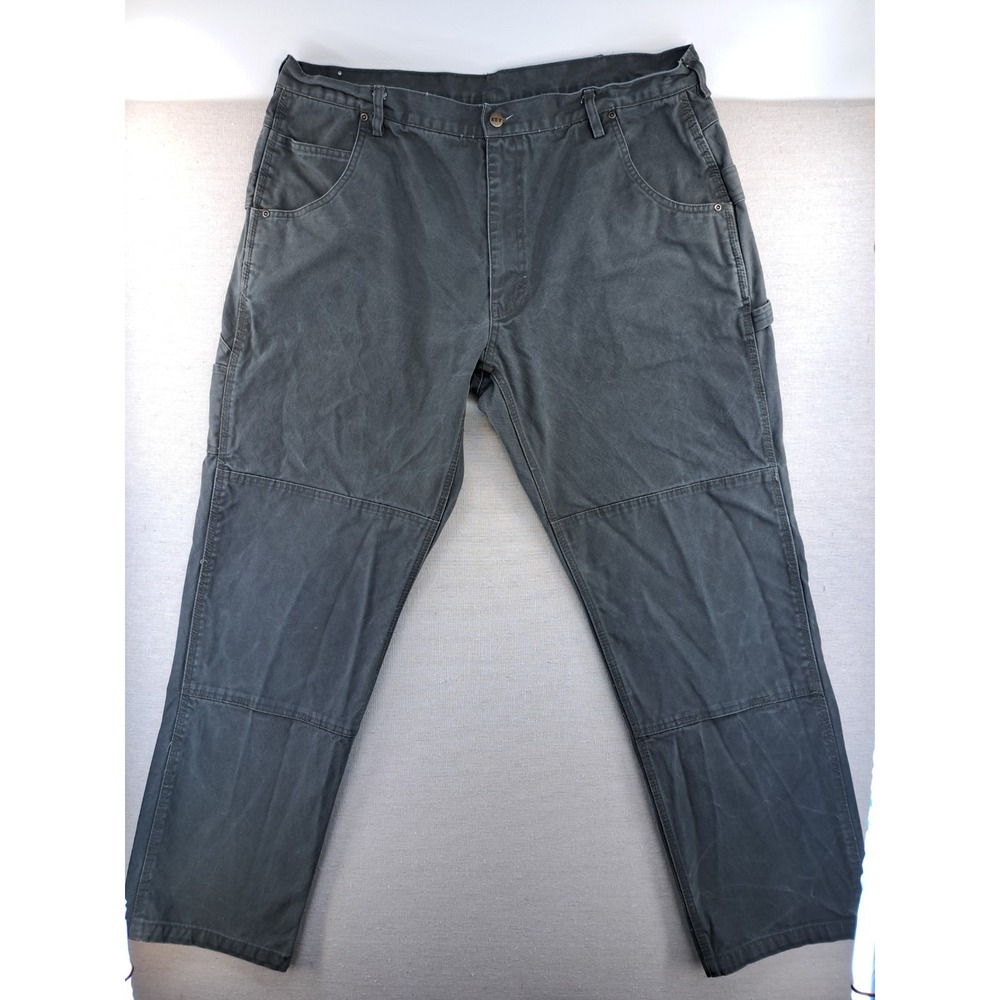 Key Men's 42x34 Gray Double Knee Duck Canvas Carpenter Work Pants W41"